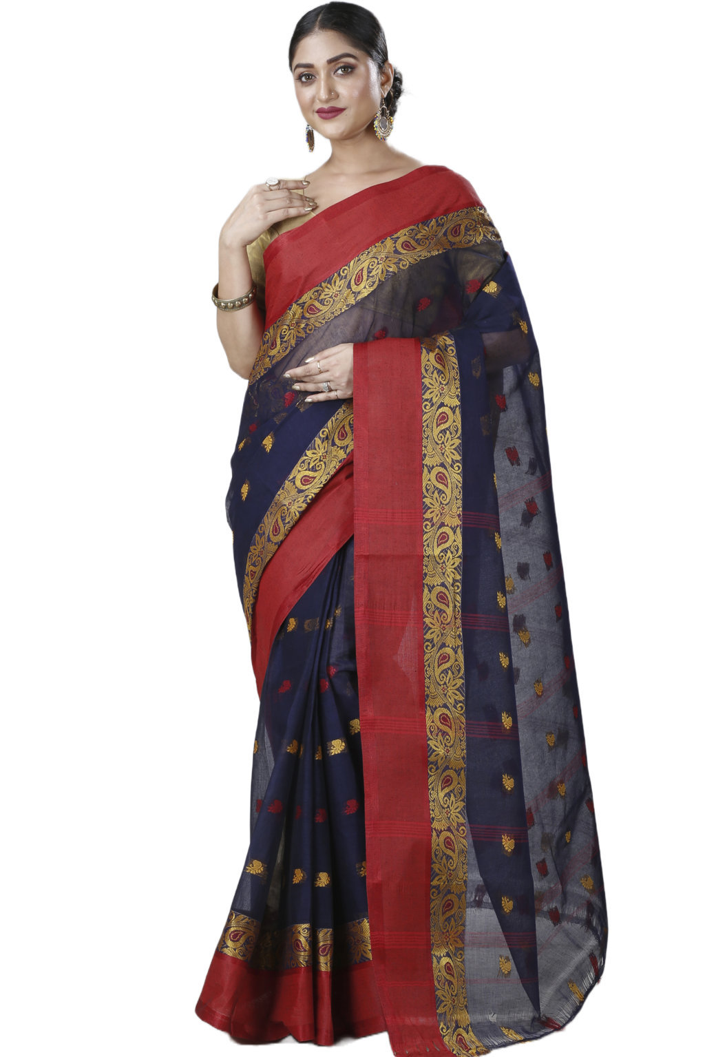 Blue Pure Cotton Srimati Tant Saree (1089)